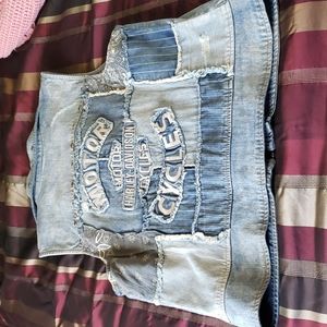 Patchwork HD denim vest